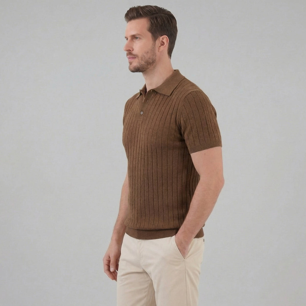 Herren Strickpoloshirt Rippstruktur Slim Fit | Edmund_7