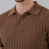 Herren Strickpoloshirt Rippstruktur Slim Fit | Edmund