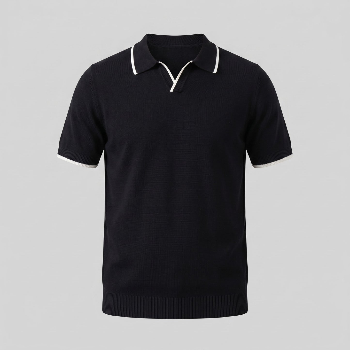 Herren Strickpoloshirt mit Kontrastpaspel Slim Fit | Eike_2