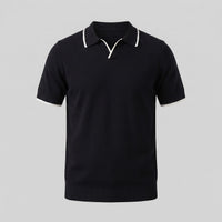 Herren Strickpoloshirt mit Kontrastpaspel Slim Fit | Eike