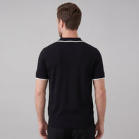 Herren Strickpoloshirt mit Kontrastpaspel Slim Fit | Eike