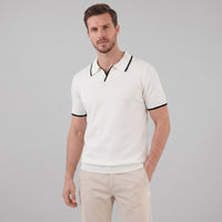 Herren Strickpoloshirt mit Kontrastpaspel Slim Fit | Eike