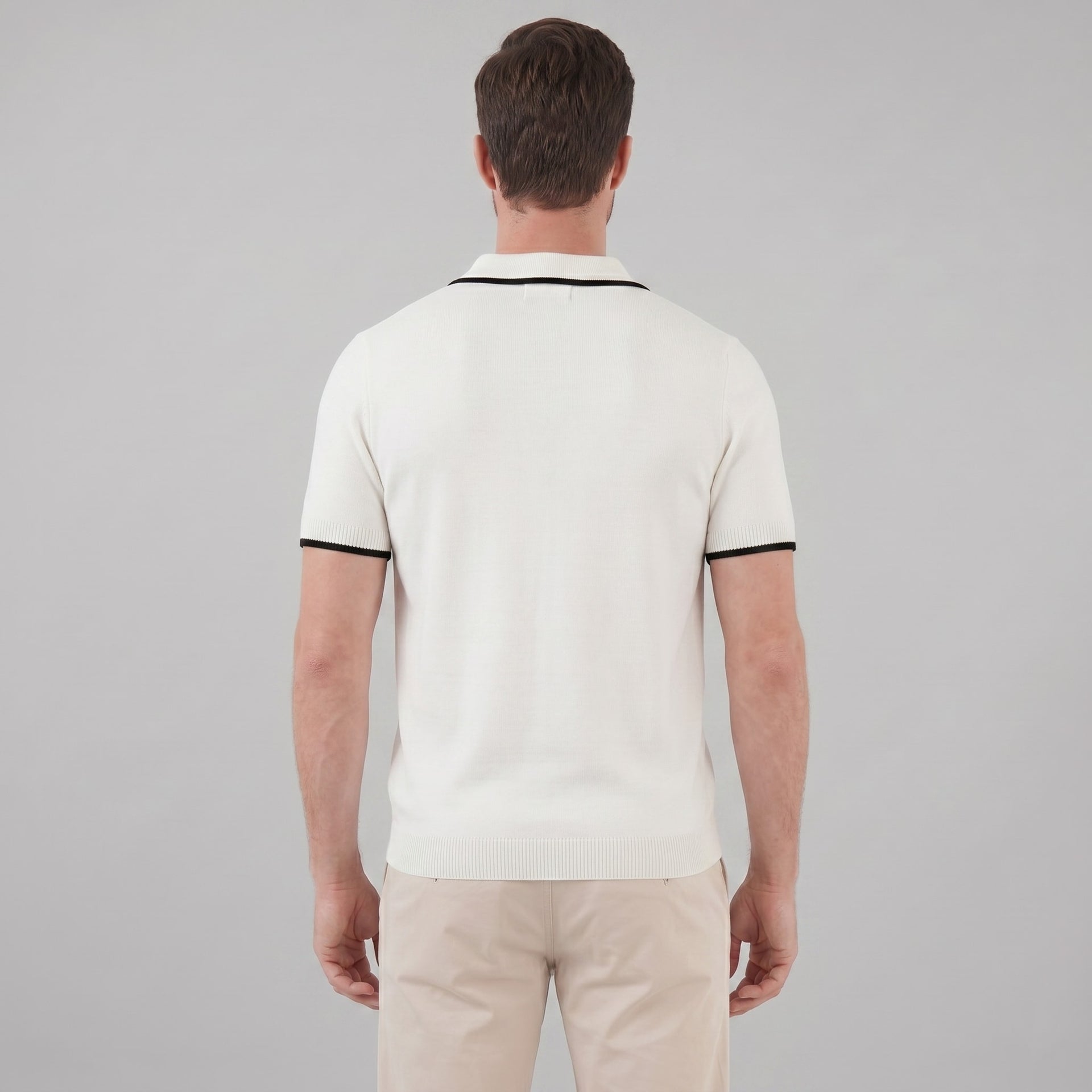 Herren Strickpoloshirt mit Kontrastpaspel Slim Fit | Eike