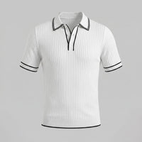 Herren Strickpoloshirt Rippstruktur mit Kontrastpaspel | Emil