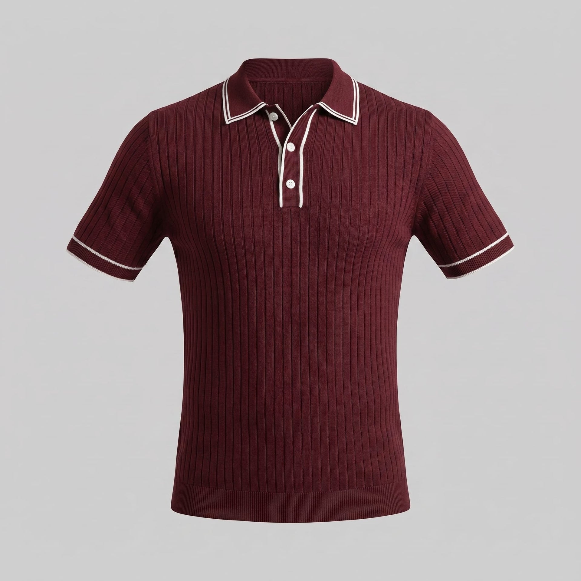Herren Strickpoloshirt Rippstruktur mit Kontrastpaspel | Emil