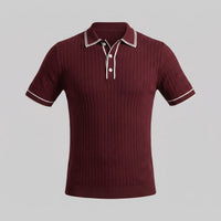 Herren Strickpoloshirt Rippstruktur mit Kontrastpaspel | Emil
