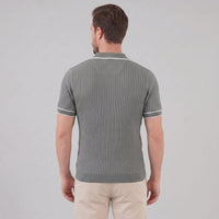 Herren Strickpoloshirt Rippstruktur mit Kontrastpaspel | Emil