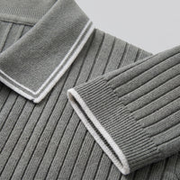 Herren Strickpoloshirt Rippstruktur mit Kontrastpaspel | Emil