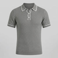 Herren Strickpoloshirt Rippstruktur mit Kontrastpaspel | Emil