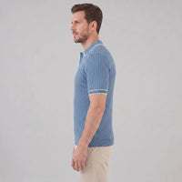 Herren Strickpoloshirt Rippstruktur mit Kontrastpaspel | Emil