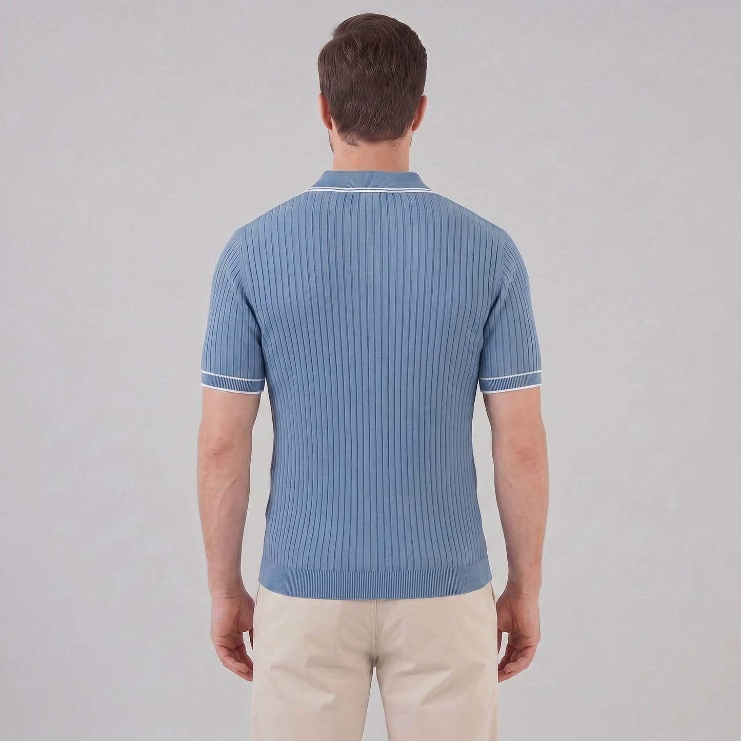 Herren Strickpoloshirt Rippstruktur mit Kontrastpaspel | Emil_28