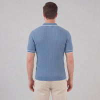 Herren Strickpoloshirt Rippstruktur mit Kontrastpaspel | Emil