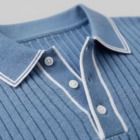 Herren Strickpoloshirt Rippstruktur mit Kontrastpaspel | Emil