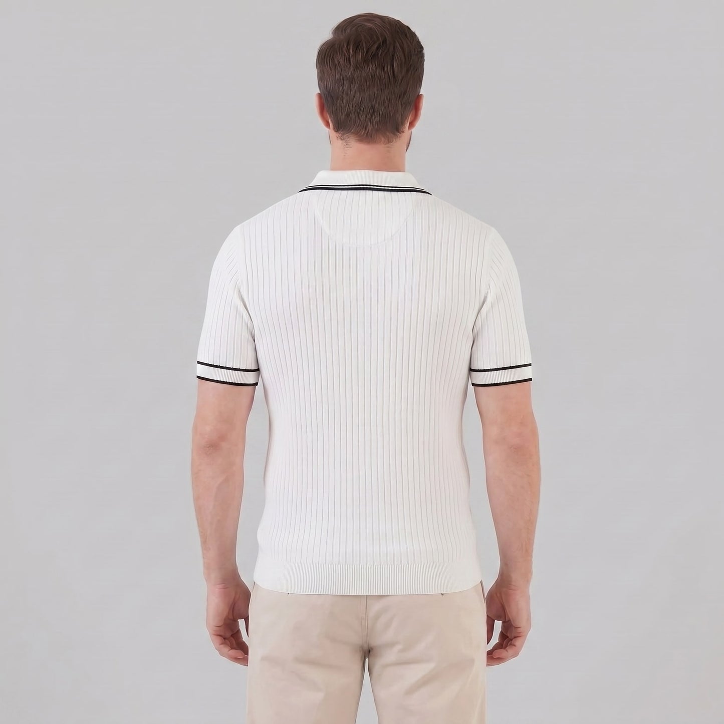 Herren Strickpoloshirt Rippstruktur mit Kontrastpaspel | Emil_8