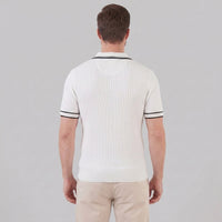 Herren Strickpoloshirt Rippstruktur mit Kontrastpaspel | Emil