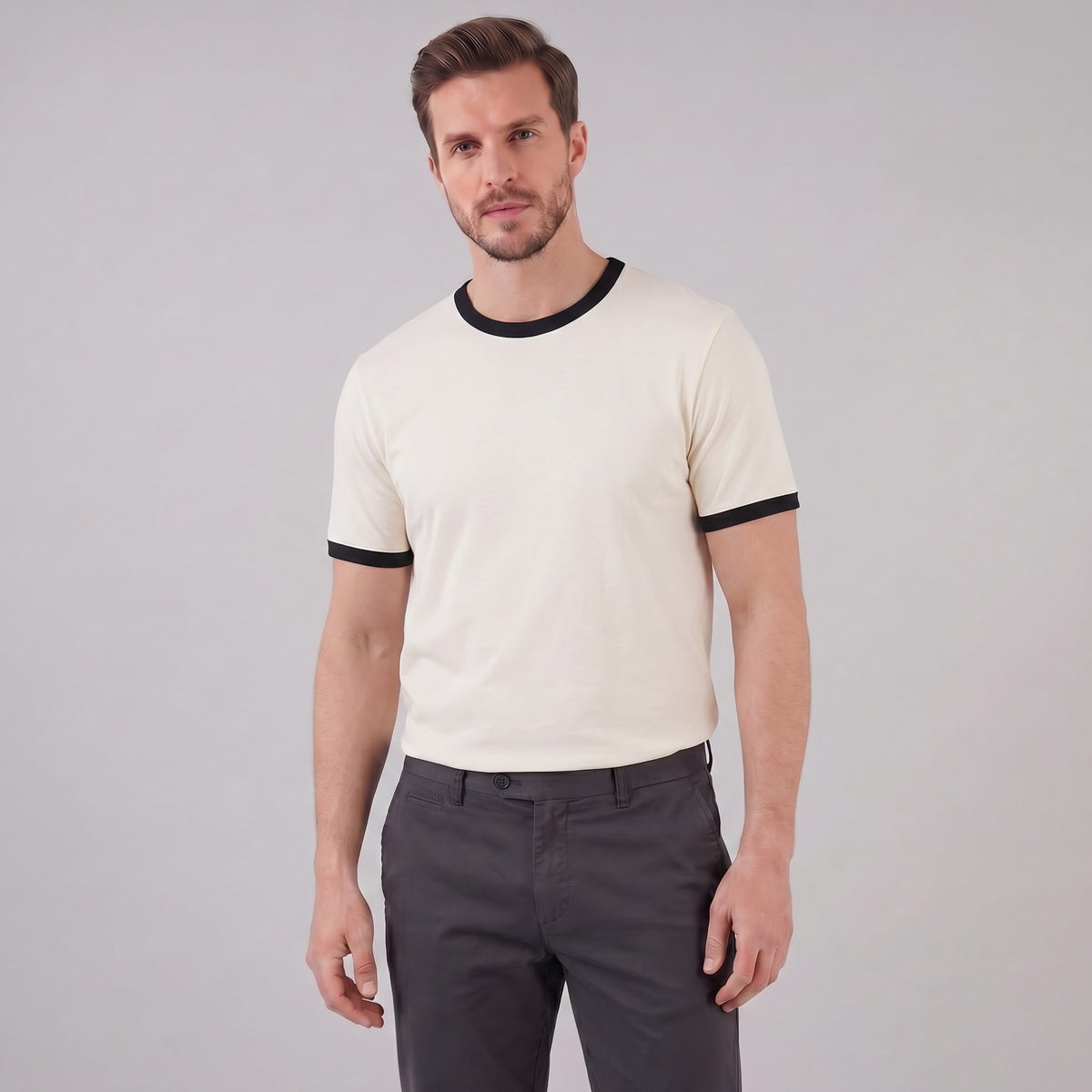 Herren Ringer-T-Shirt mit Kontrastbündchen | Reinhold