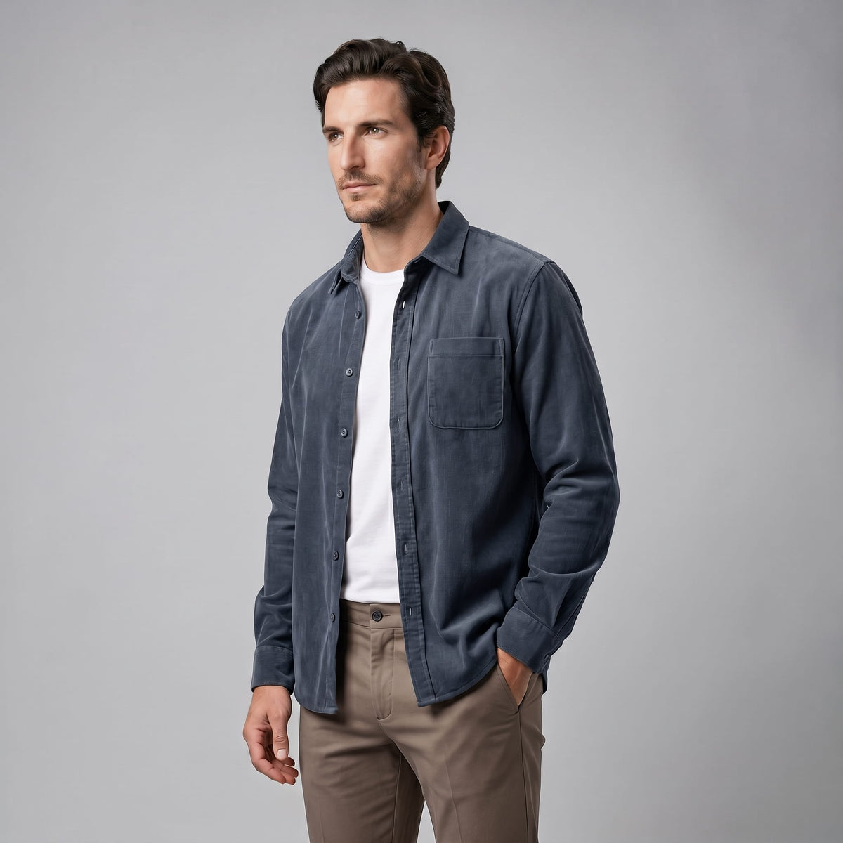 Herren Cordhemd Langarm mit Brusttasche | Achim