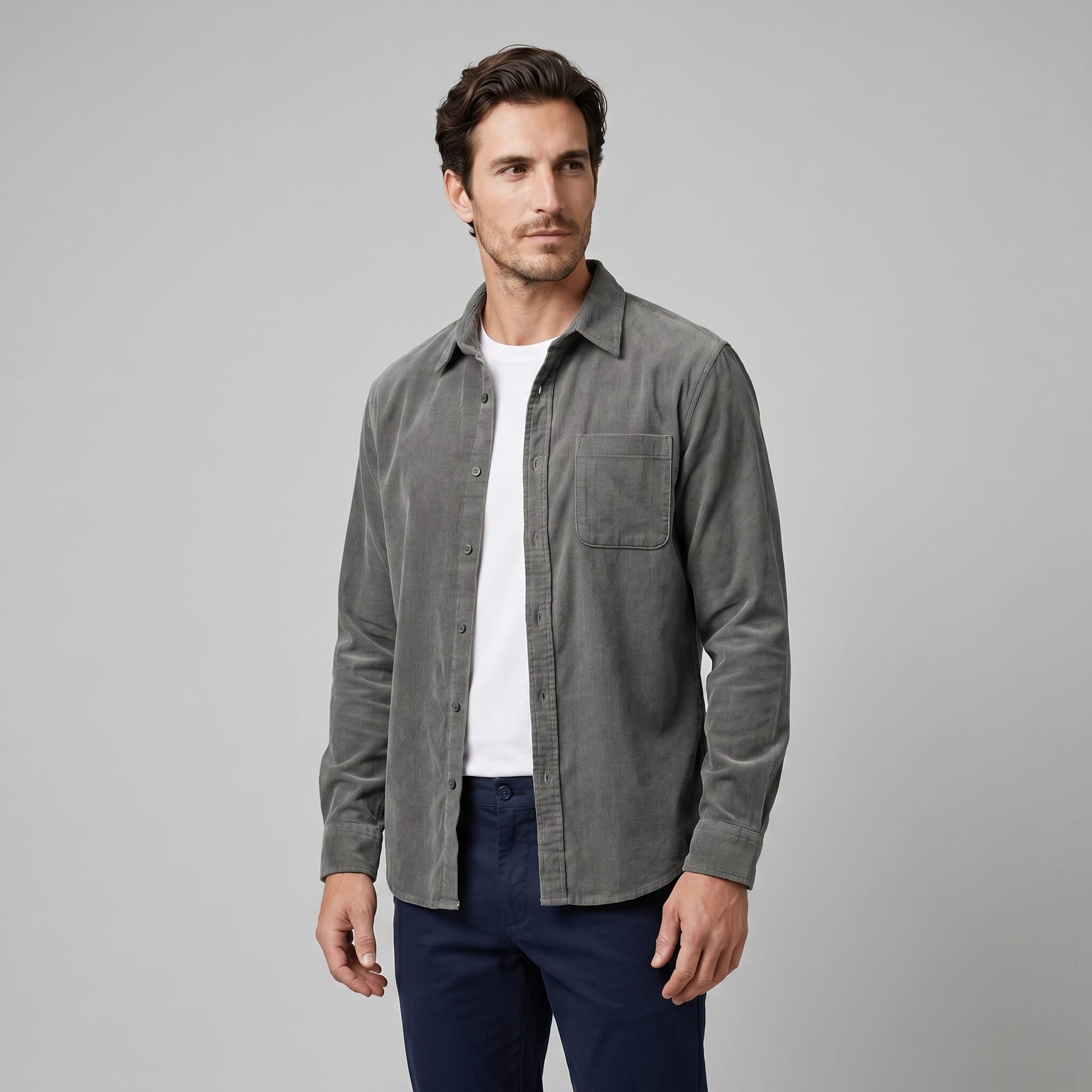 Herren Cordhemd Langarm mit Brusttasche | Achim