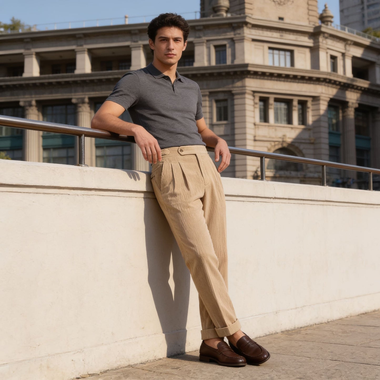 Herren Cordhose mit Bundfalten und Aufschlag | Vitus_6