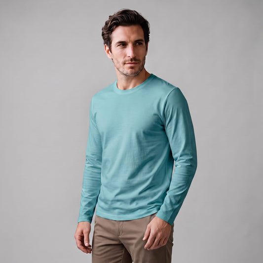 Herren Baumwollshirt Langarm mit Rundhalsausschnitt | Gilbert_1