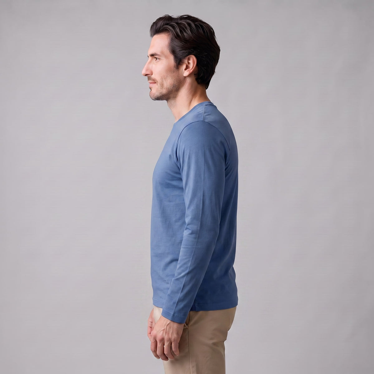 Herren Baumwollshirt Langarm mit Rundhalsausschnitt | Gilbert