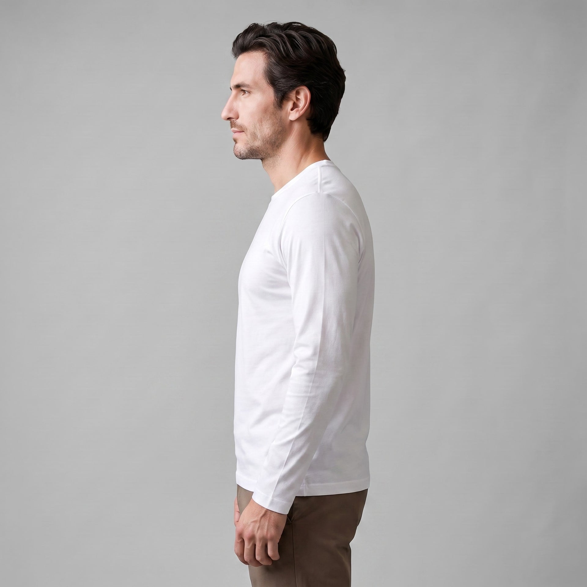 Herren Baumwollshirt Langarm mit Rundhalsausschnitt | Gilbert