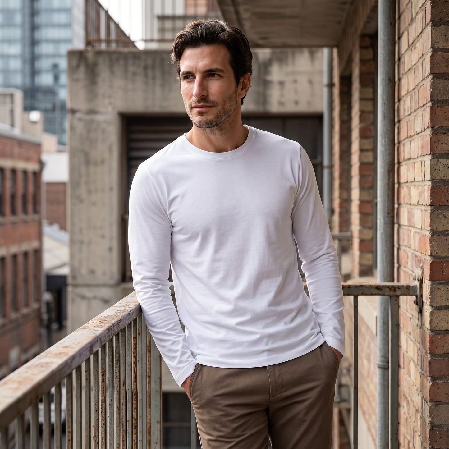 Herren Baumwollshirt Langarm mit Rundhalsausschnitt | Gilbert_24