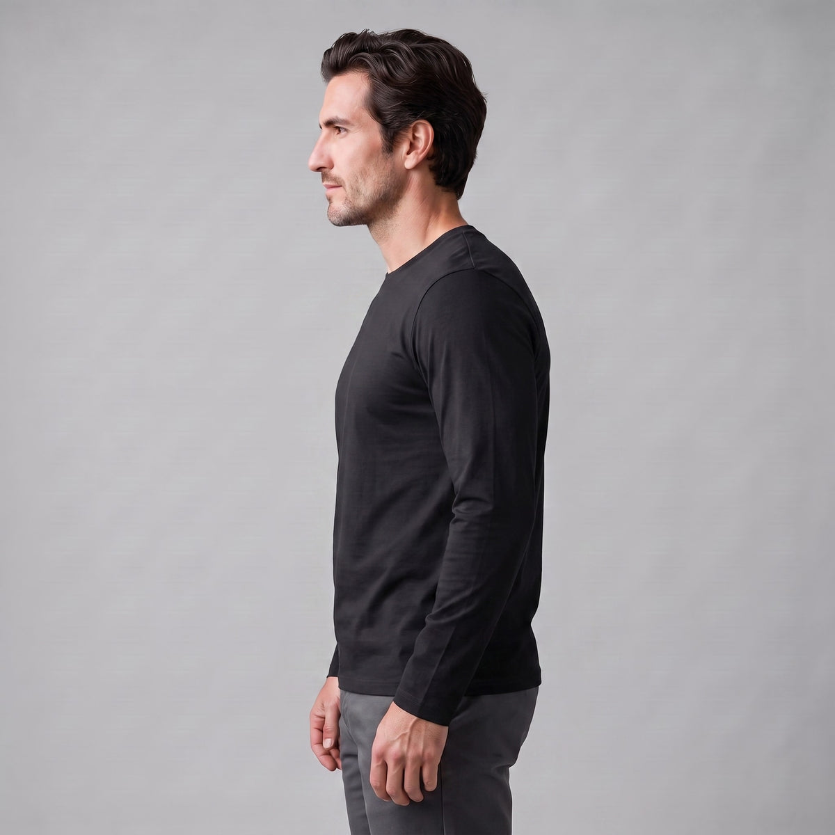 Herren Baumwollshirt Langarm mit Rundhalsausschnitt | Gilbert