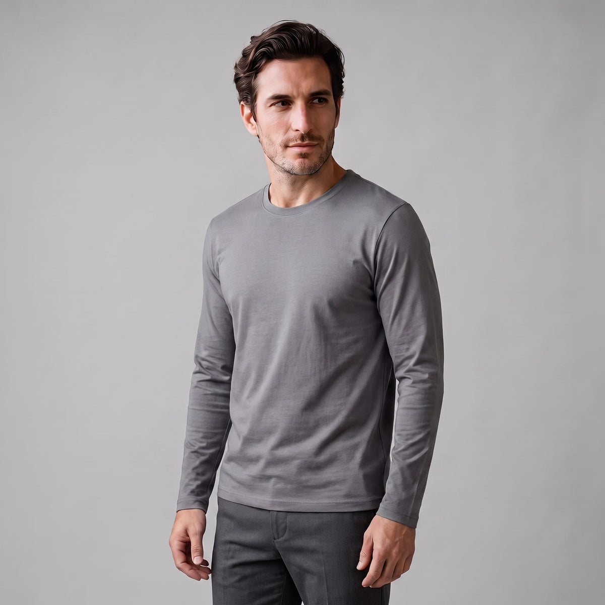 Herren Baumwollshirt Langarm mit Rundhalsausschnitt | Gilbert_31