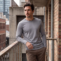 Herren Baumwollshirt Langarm mit Rundhalsausschnitt | Gilbert