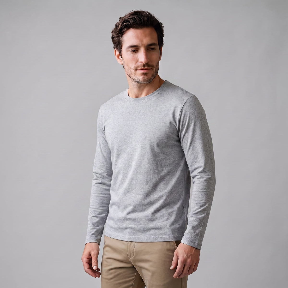 Herren Baumwollshirt Langarm mit Rundhalsausschnitt | Gilbert_37