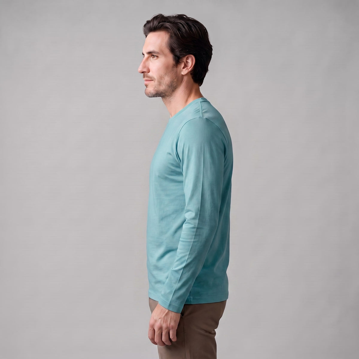 Herren Baumwollshirt Langarm mit Rundhalsausschnitt | Gilbert