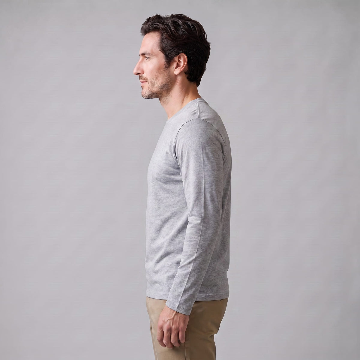 Herren Baumwollshirt Langarm mit Rundhalsausschnitt | Gilbert