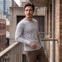Herren Baumwollshirt Langarm mit Rundhalsausschnitt | Gilbert