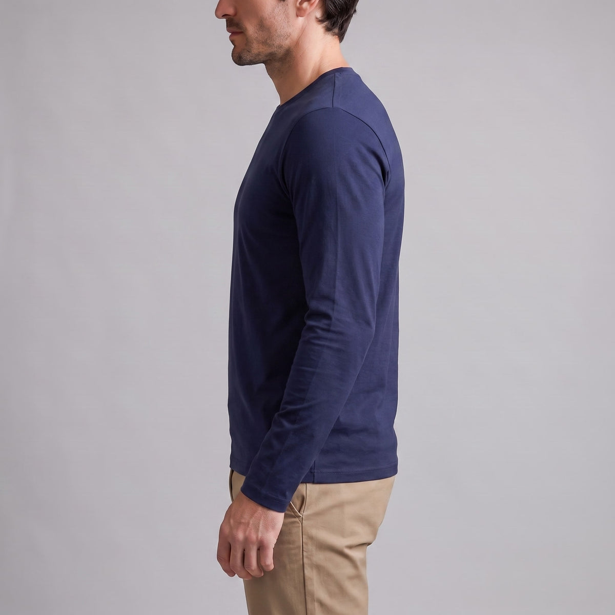 Herren Baumwollshirt Langarm mit Rundhalsausschnitt | Gilbert