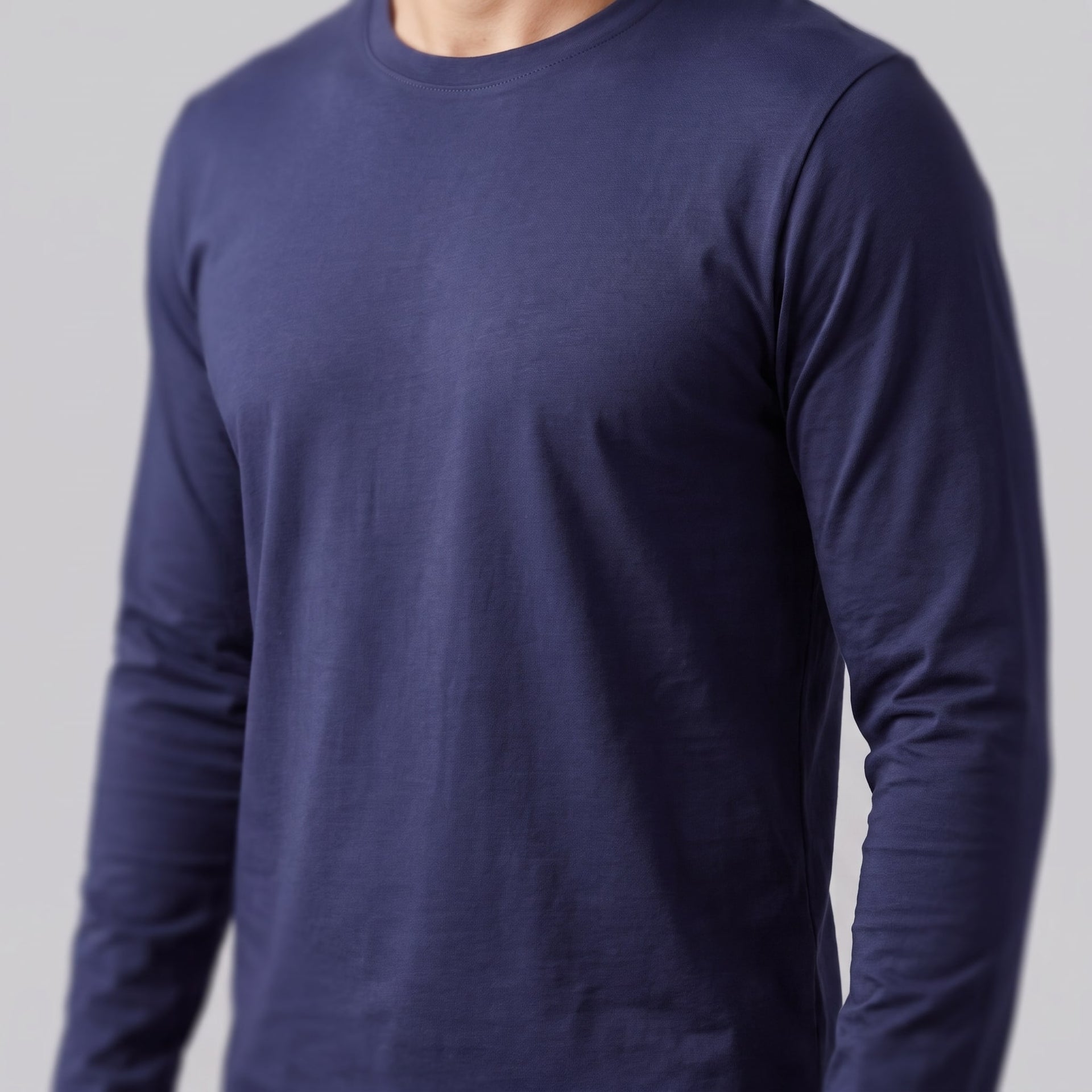 Herren Baumwollshirt Langarm mit Rundhalsausschnitt | Gilbert