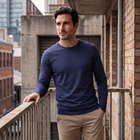 Herren Baumwollshirt Langarm mit Rundhalsausschnitt | Gilbert