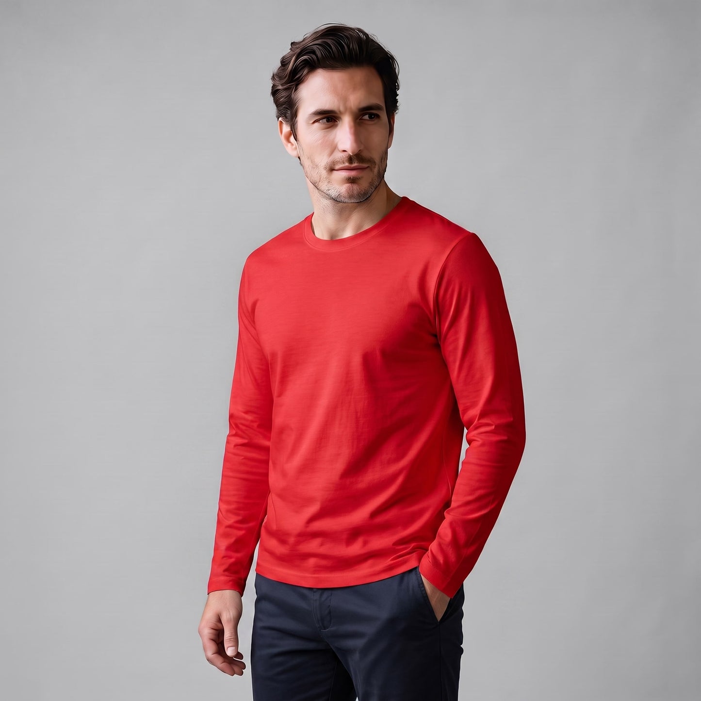 Herren Baumwollshirt Langarm mit Rundhalsausschnitt | Gilbert_49
