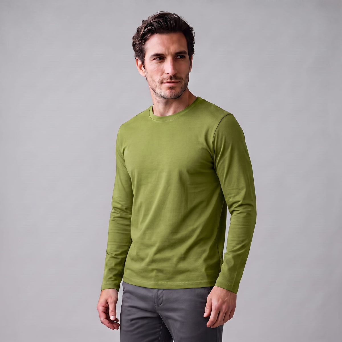 Herren Baumwollshirt Langarm mit Rundhalsausschnitt | Gilbert_55