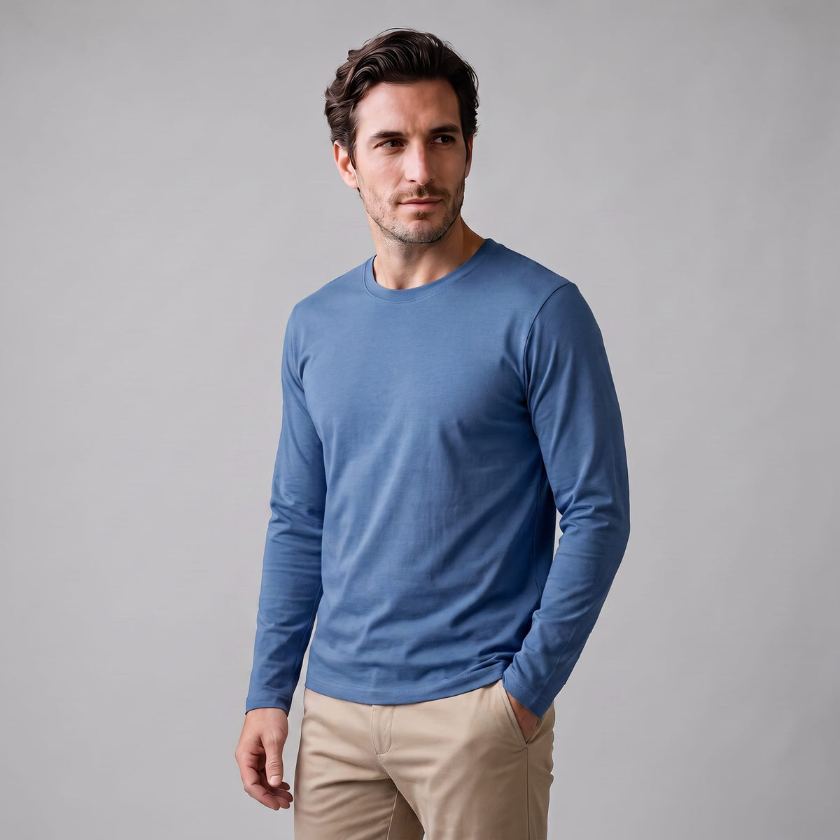 Herren Baumwollshirt Langarm mit Rundhalsausschnitt | Gilbert_7