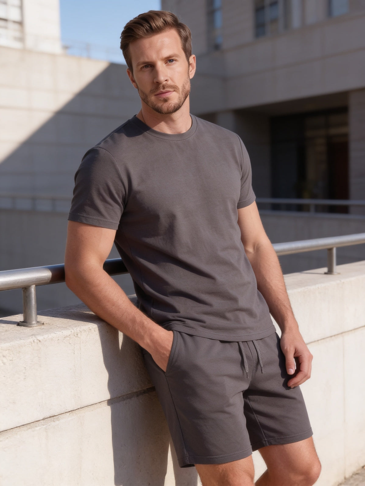Herren Baumwollset mit Rundhalsshirt | Alois_54
