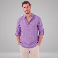 Herren Baumwollhemd Henley mit Krempelärmeln | Gottfried