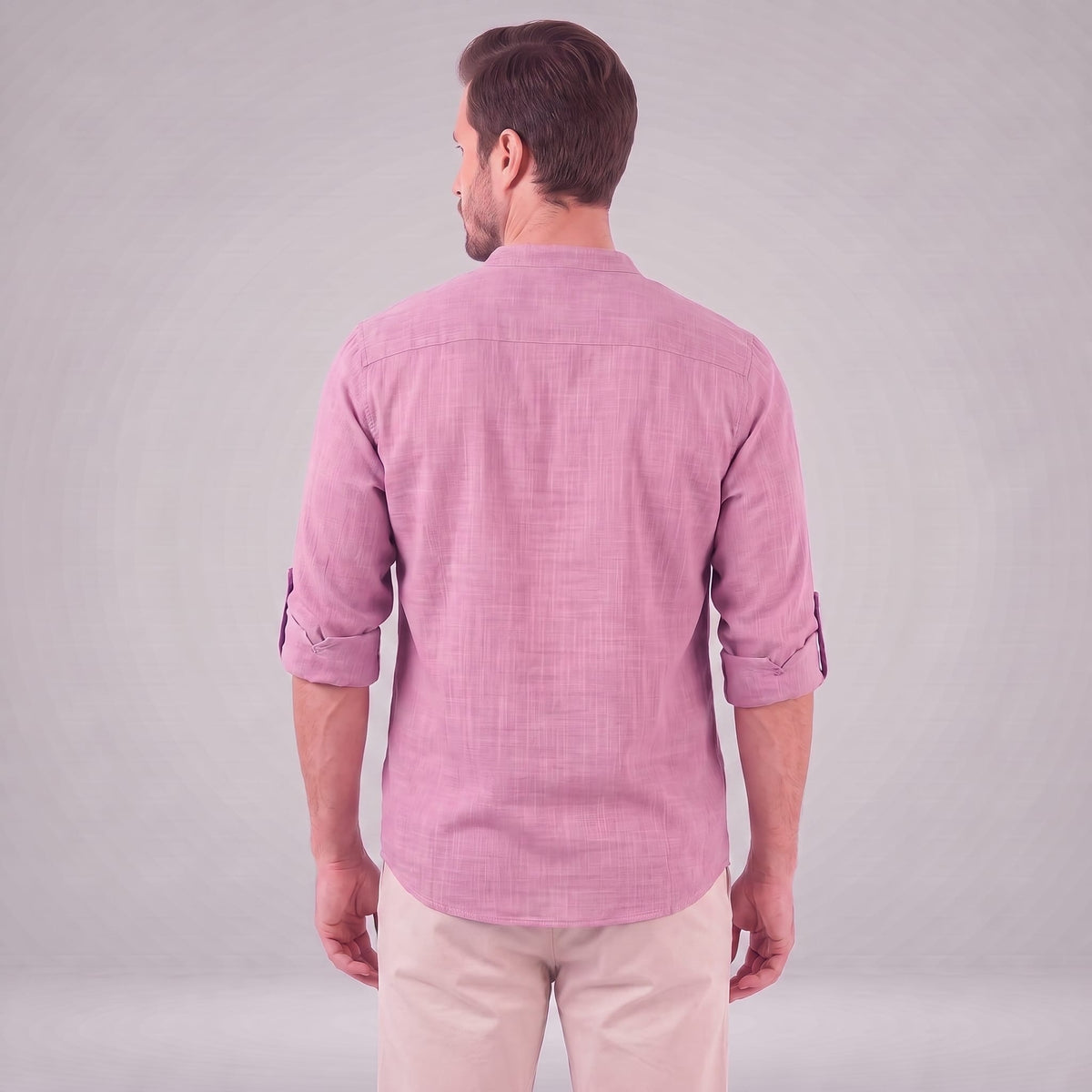 Herren Baumwollhemd Henley mit Krempelärmeln | Gottfried_15