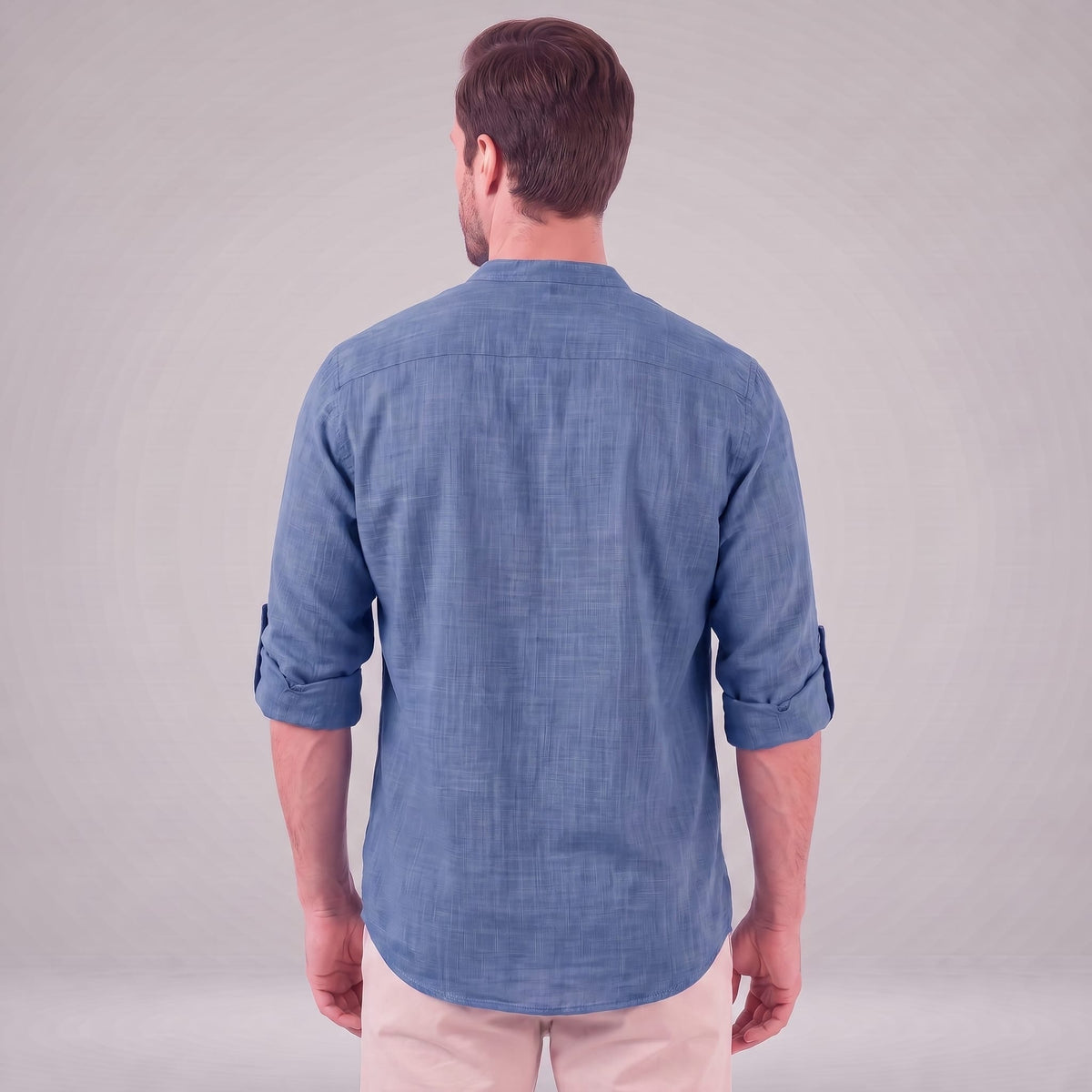 Herren Baumwollhemd Henley mit Krempelärmeln | Gottfried
