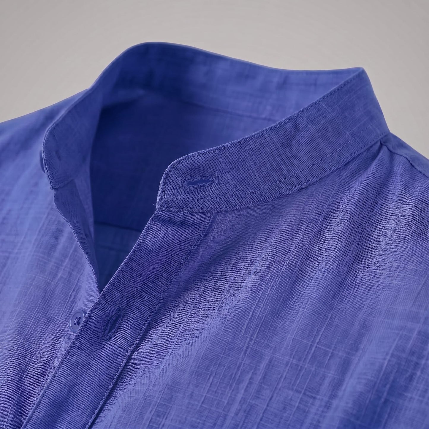Herren Baumwollhemd Henley mit Krempelärmeln | Gottfried_40