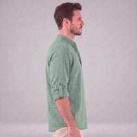 Herren Baumwollhemd Henley mit Krempelärmeln | Gottfried