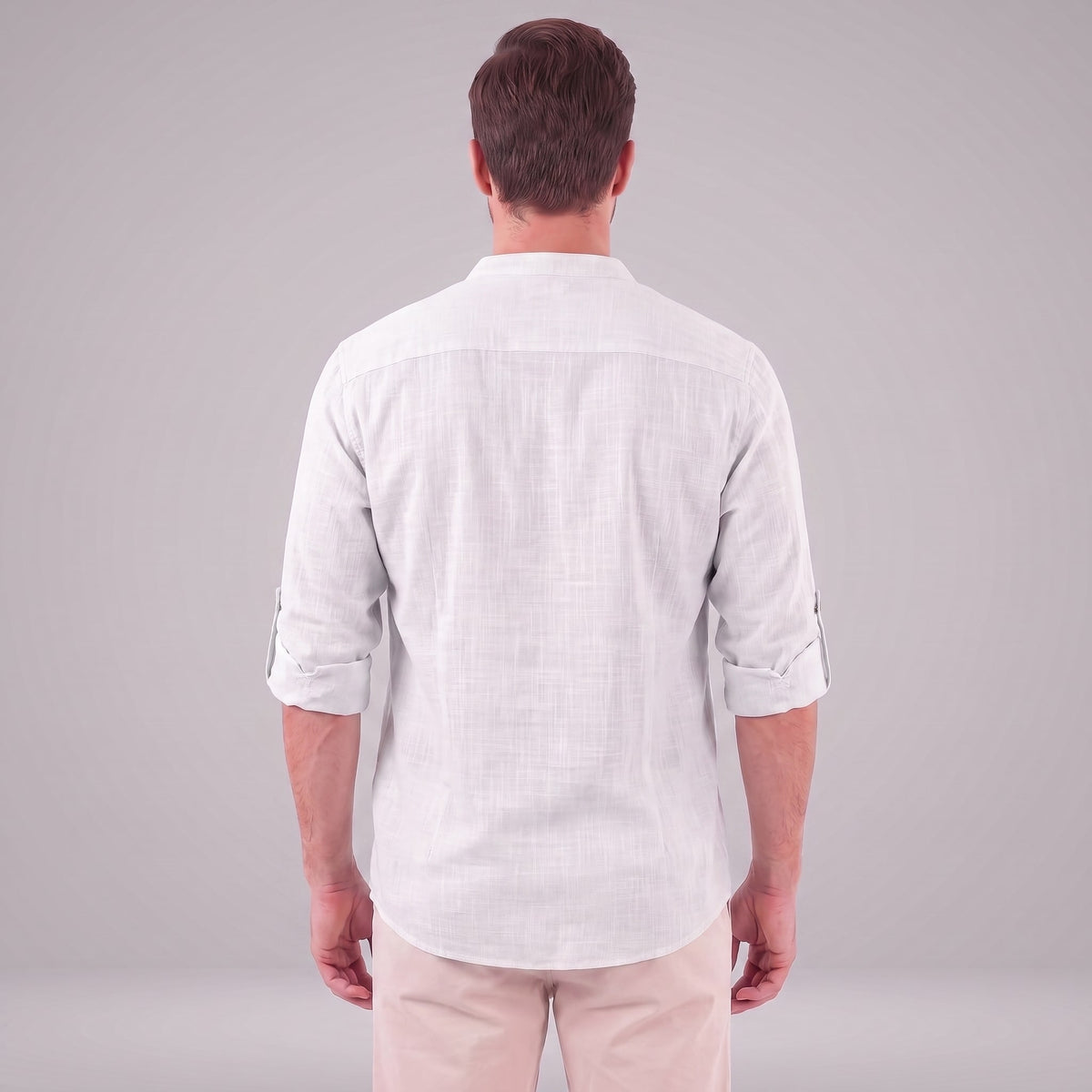 Herren Baumwollhemd Henley mit Krempelärmeln | Gottfried