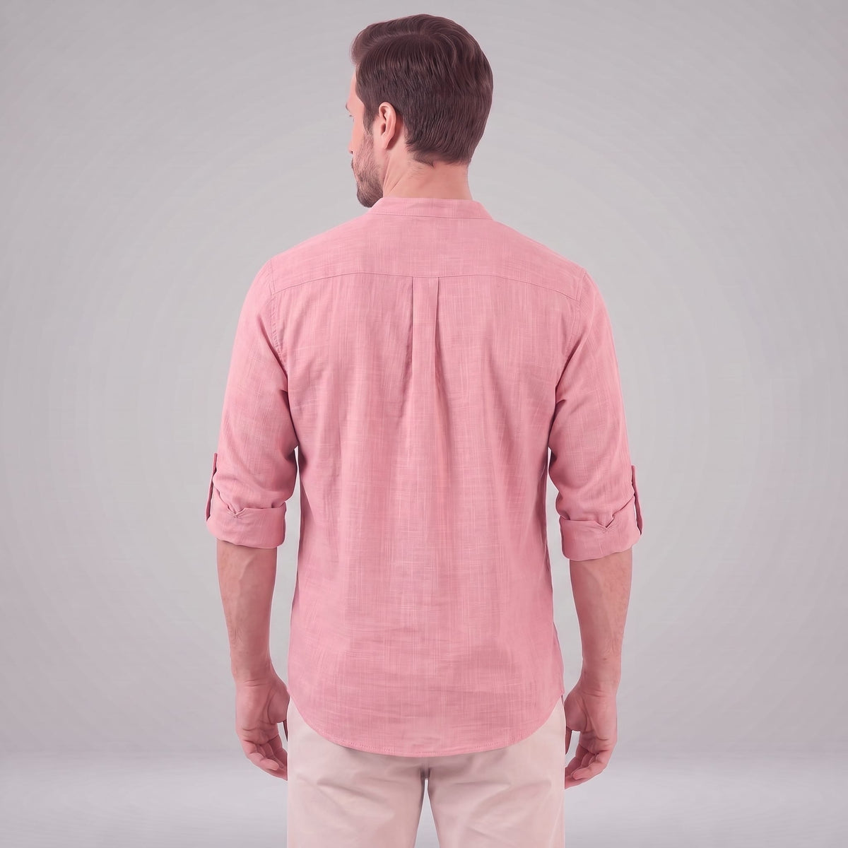 Herren Baumwollhemd Henley mit Krempelärmeln | Gottfried_68