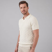 Herren Strickpoloshirt Rautenmuster offener Kragen | Linus