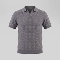 Herren Strickpoloshirt Rautenmuster offener Kragen | Linus